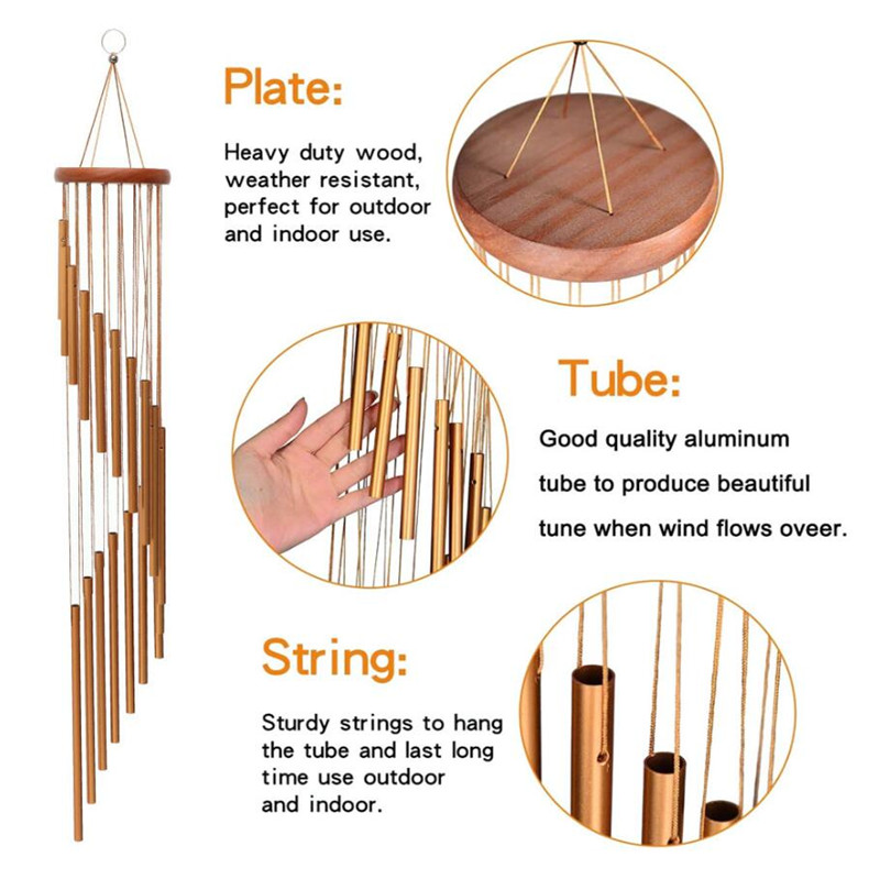 Fantastisk Grace Deep Resonant Antique Metal Wood 6 18 Tube Windchime Chapel Bells Wind Chimes Home Ornament Handicraft Gift