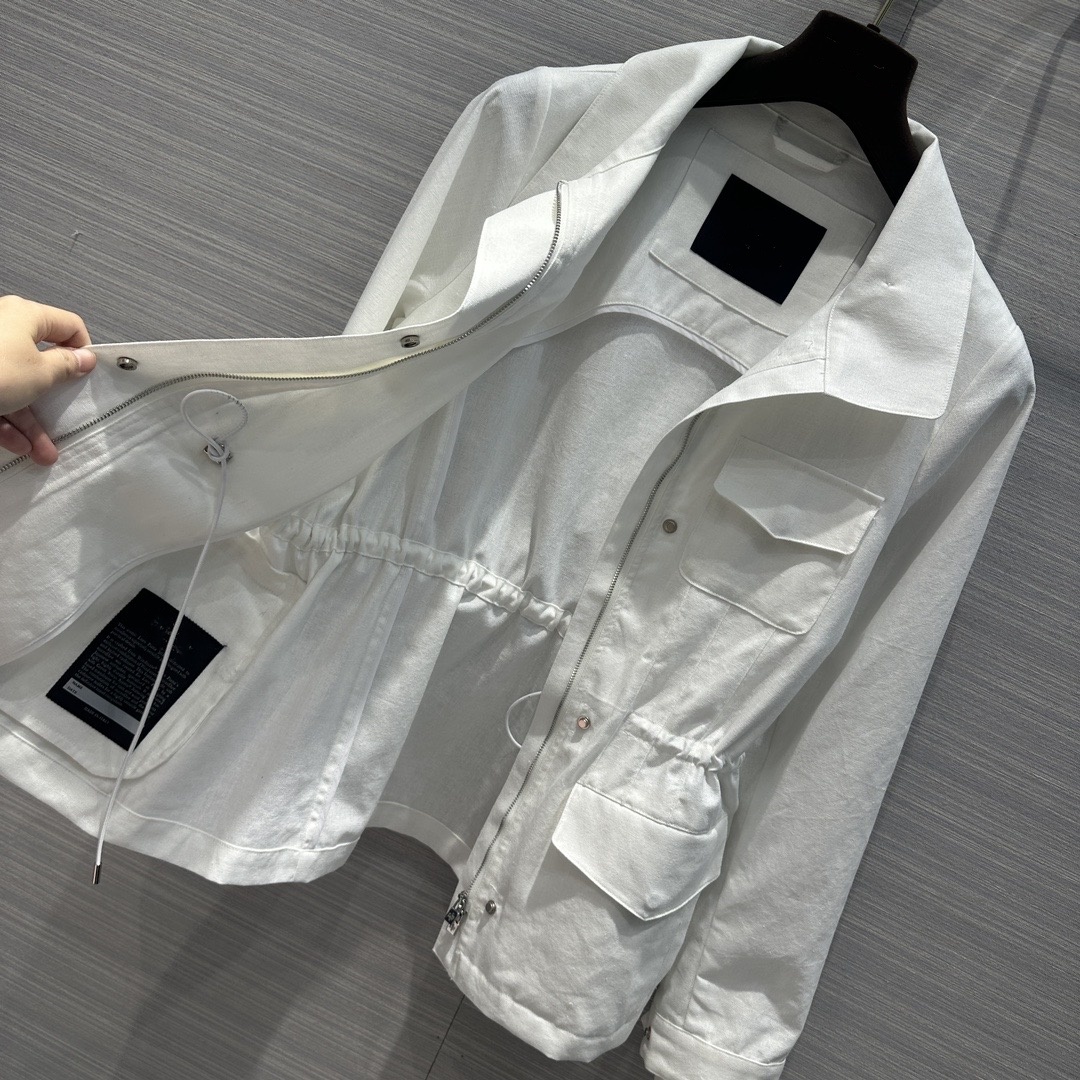 2024 NOVO Spring Autumn Milan Runway Jackets Stand Collar Ong Sleeve Brand Mesmo estilo Coats Designer feminino Outerwear 0513-10
