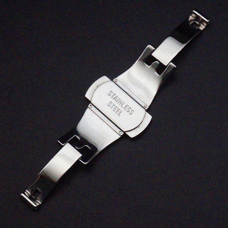 Design a doppia pressa con pressione farfalla orologio con fibbia con fibbia elastico elastico cinghia in acciaio in acciaio in acciaio inossidabile accessori solidi botton solido