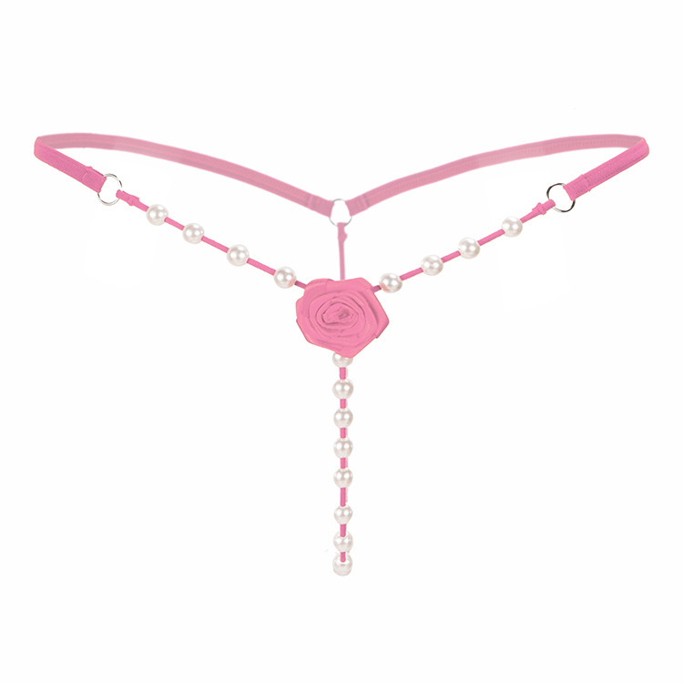 Low price woman open crotch design beading lady comfortable rose women G-string triangle short pants lady underwear Thong Panties Sexy Briefs lady underpants