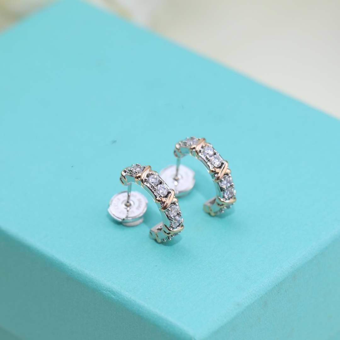 Luxury Designer Hoop Cross Diamond Earrings Brand 925 Sterling Silver Gold Cross Round Circle Zircon Loop Earrings For Women Jewelry Gift 017