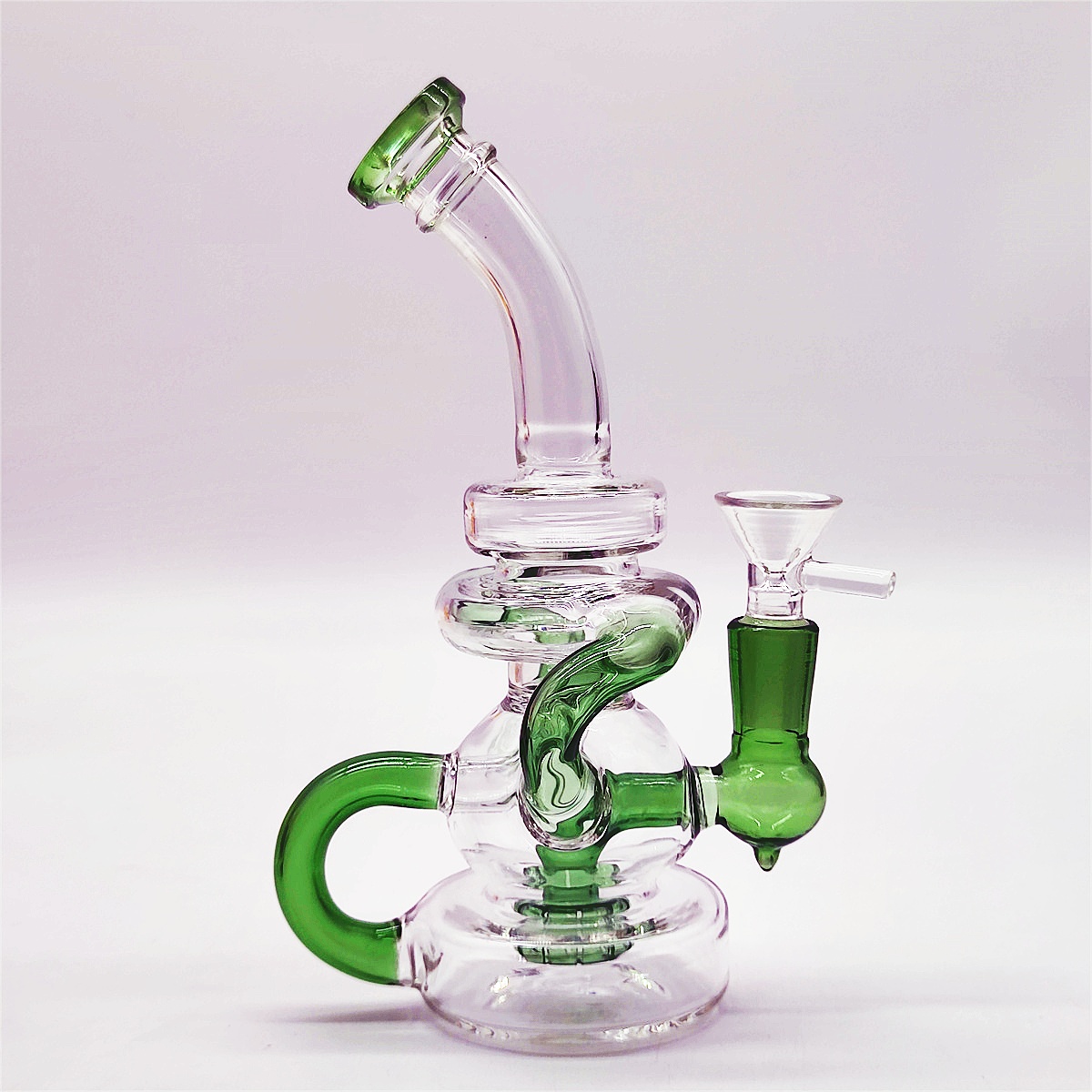 8 pouces Green Glass Water Pipe Heady Bong Dab Recycler Recycler Neo Fab Slit Hubpipes Bongs Smoke Pipes 14,4 mm Joint femelle avec bol ordinaire portable entrepôt américain