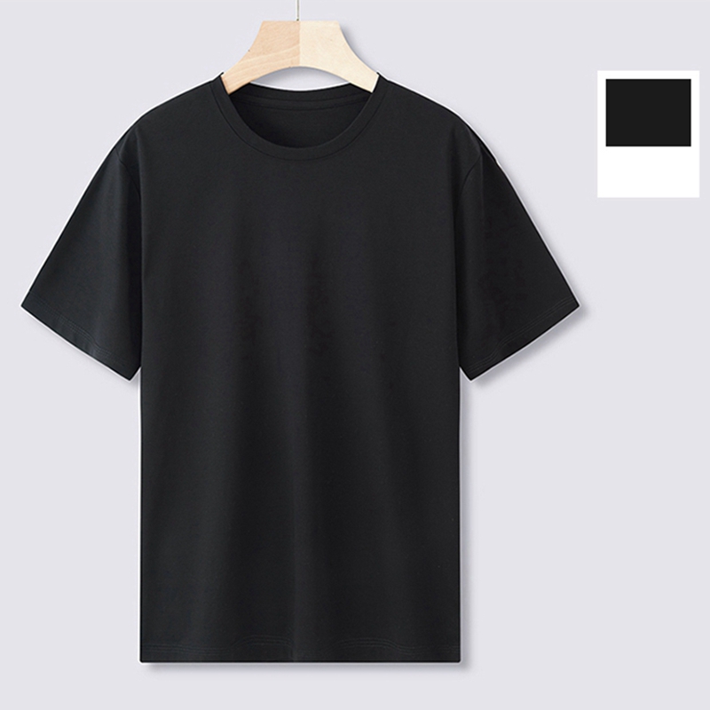 Men d'été Collier rond T-shirt de base hi qualité pima coton tees coton coton pure pure manche courte pliants mode claire