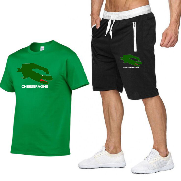 Erkek spor giyim fitness seti koşu takım elbise sıradan marka pembe t-shirt şort seti nefes alabilen jogging spor giyim 2 parçalı set