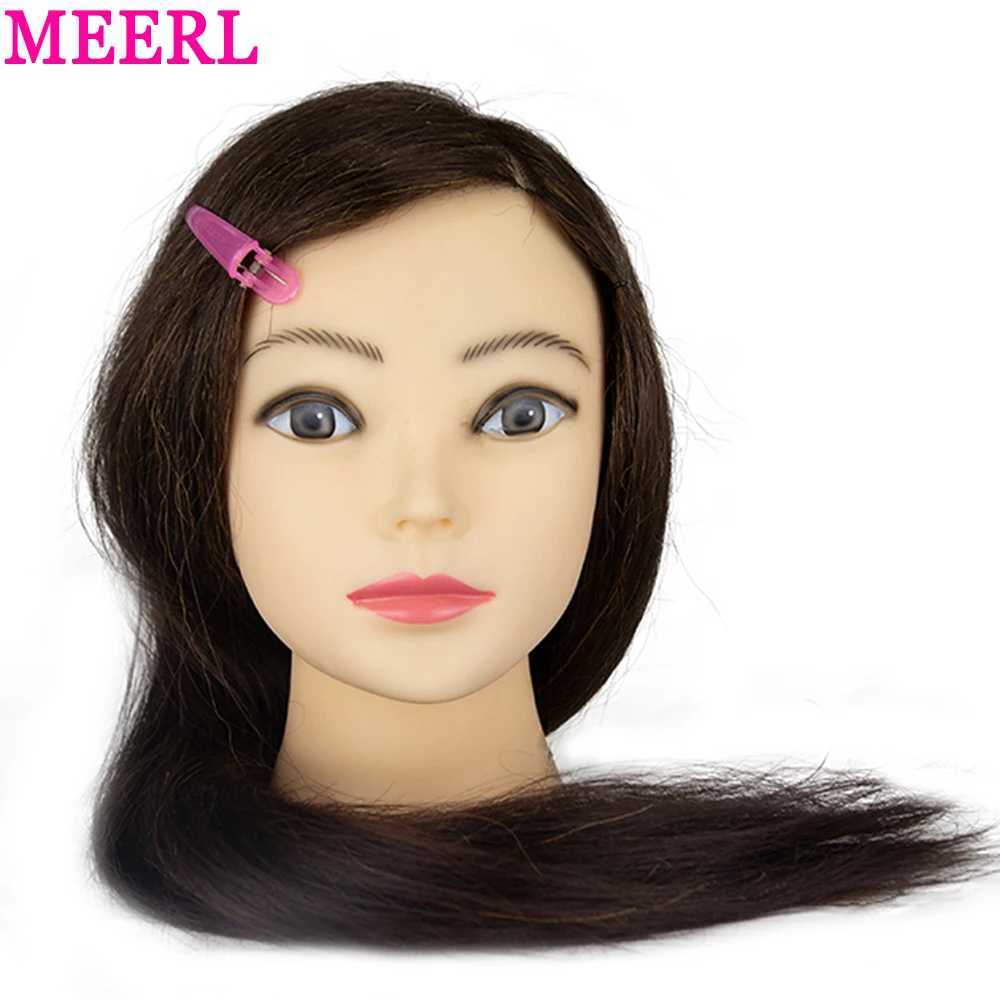 Mannequin Heads 26 80% real human hair model head for training professional hairstyle beauty doll styling Q240510