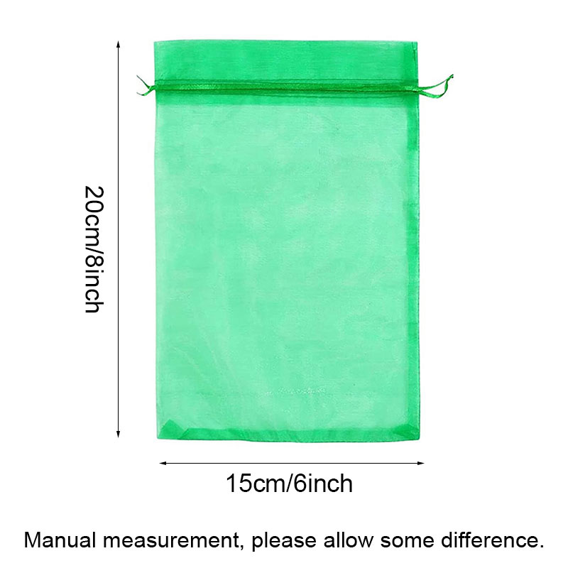 6 * 8inch Organza Sacs de protection contre les fruits Sacs de filet de fruits arbres fruitiers Couvrer le sac à serrage Barrier Netting Barrier Protéger les fruits légumes EW0261