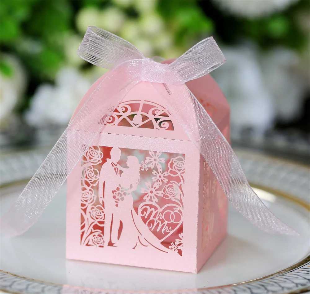 Подарочная упаковка 50 штук/пакетный лазерный срез, жених и невеста, свадебные конфеты, гостевая подарочная бумага, упаковка для детского душа шоколадное печенье, коробка для бисквит, 240511