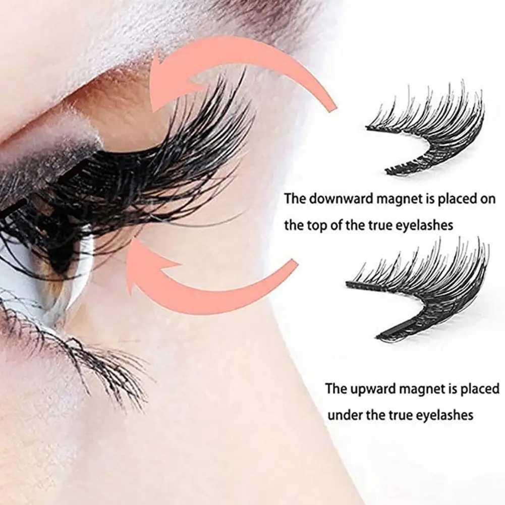 False Eyelashes Magnetic flower pusher with 3D magnetic natural mink false eyelashes professional eyelash extension makeup curler clip tool Q240510