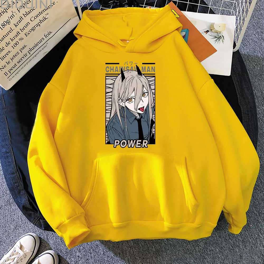 Sweats à capuche masculine Sweatshirts Anime Chainsaw Man Power Kawaii Print plus taille Sweat à capuche Sweatshirts Harajuku automne