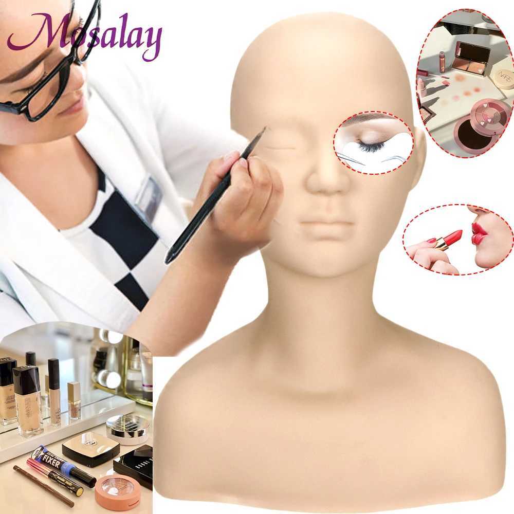 Mannequin Heads Half Body Soft Massage Model Makeup/Eyebrow Design Praining Training Dummy Head and Shoulder Doll Q240510