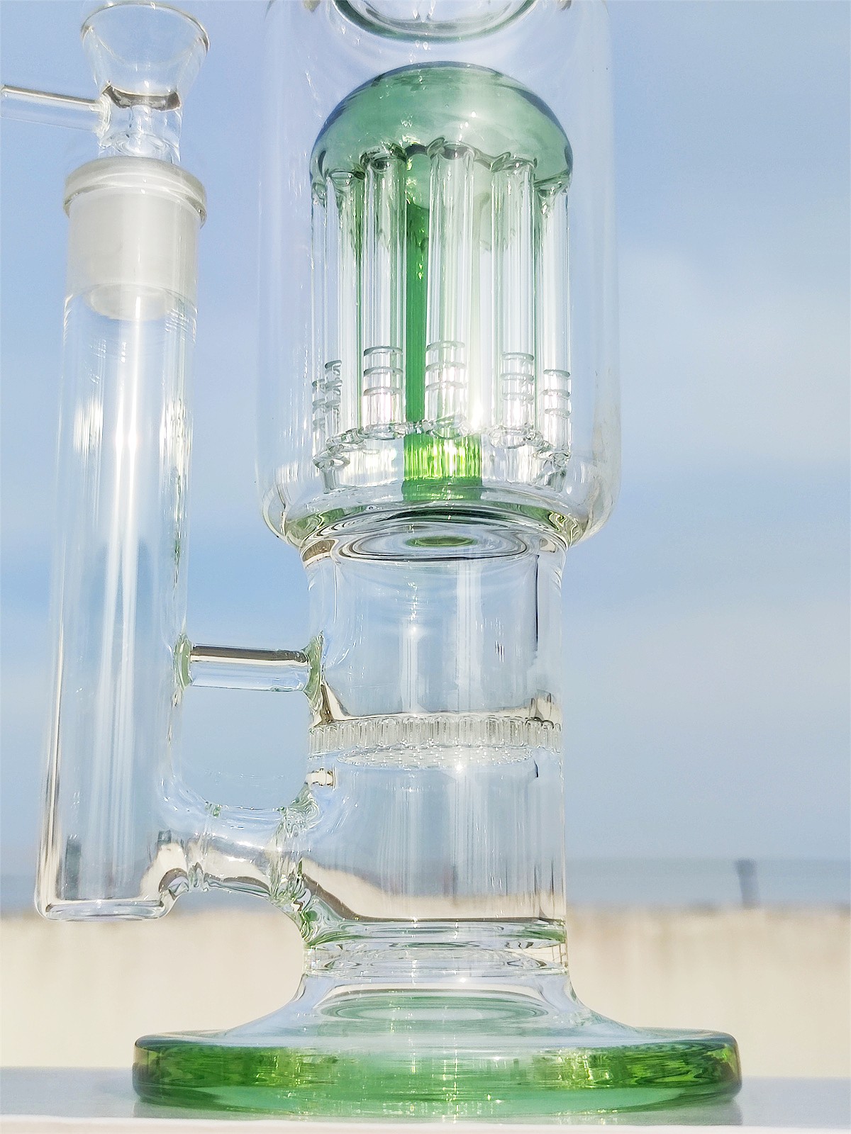 Bongo de vidro de vidro de 16 polegadas de espessura de 9 mm de espessura pesada apanhador de gelo de gelo.