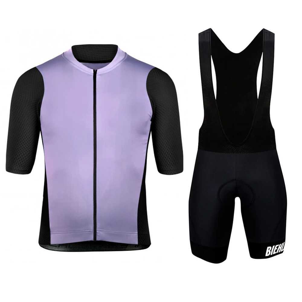 Fans staan bovenaan T -stukken Biehler 2023 Korte mouwen fietstersy set fiets uniform comfortabel en snel drogende zomerset Q240511