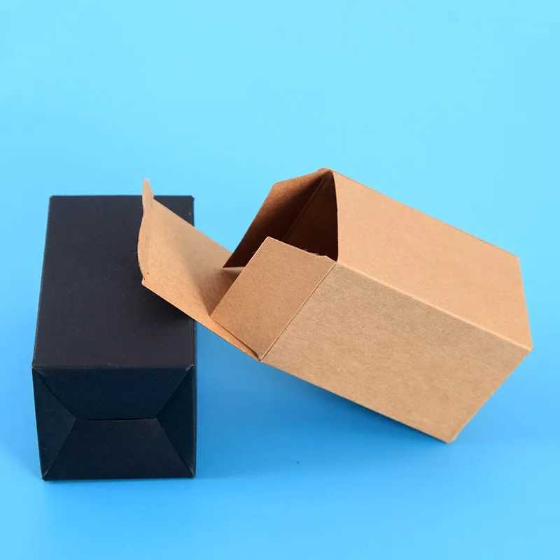 Enrolamento de presentes 10 caixas de papelão pequenas papel marrom kraft papel branco preto embalagem vermelha usada para jóias de sabão artesanal boxesq240511
