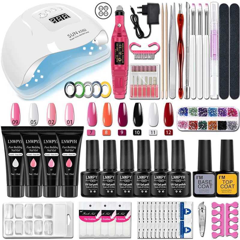 Nail Art Kits Manicure Set Poly Nail Gel Extension Kit With LED UV Lamp Dryer Nail Art Tools Nail Decoration DIY Design Base Top Coat Nail Set T240510