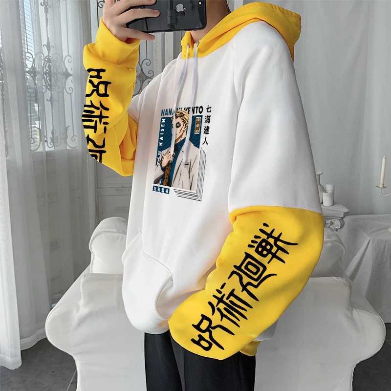 Felpa con cappucci da uomo Felpa ad anime calda jujutsu kaisen nanami kento fresco stampa grafica da uomo con cappuccio da donna con felpe più dimensioni harajuku strtwear abbigliamento t240510