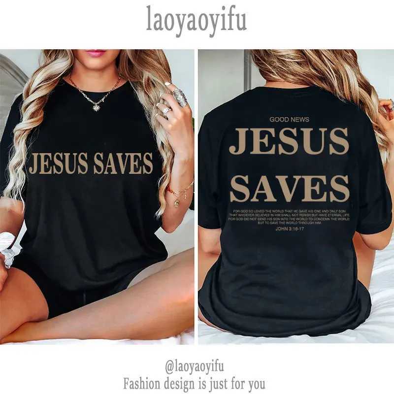 Men's T-Shirts Jesus Saves Ts Christian Apparel Print Aesthetics T-shirt Mens Fashion Casual Retro Short Slave T-shirt Top Camisetas T240510