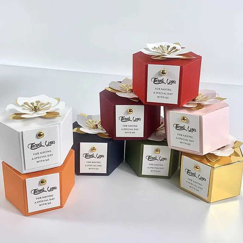 Opakowanie prezentów 10 Nowe kreatywne europejskie pudełka na cukierki Wedding Prezenty Flower Prezentacja Giftowa rocznica Małe opakowanie Boxesq240511