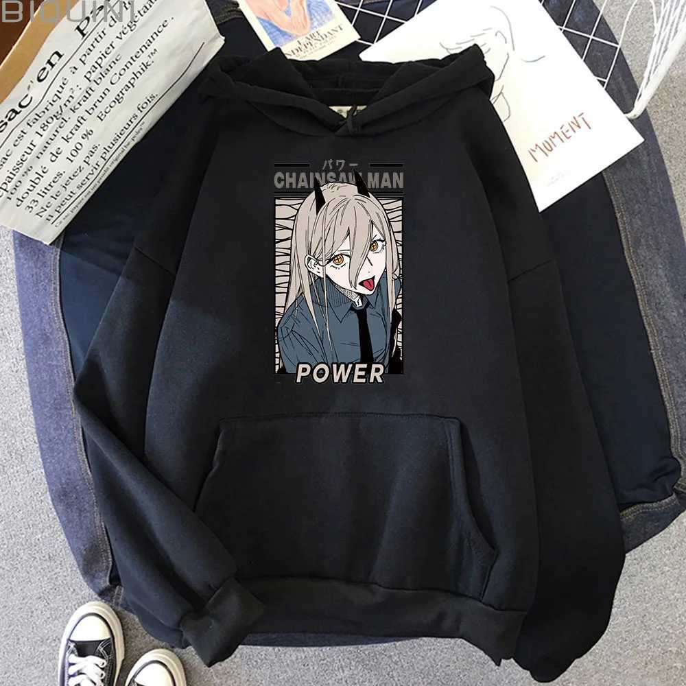 Sweats à capuche masculine Sweatshirts Anime Chainsaw Man Power Kawaii Print plus taille Sweat à capuche Sweatshirts Harajuku automne