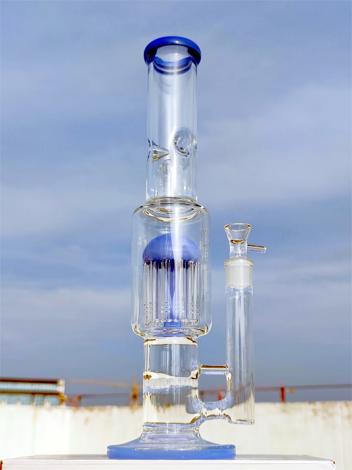 16 -calowy groźny bong 9 mm grubość ciężka lodowa galaretka Filtr Hookah Glass Bong Rig Rig Rett Water Bong 14 mm Warehouse US Warehouse