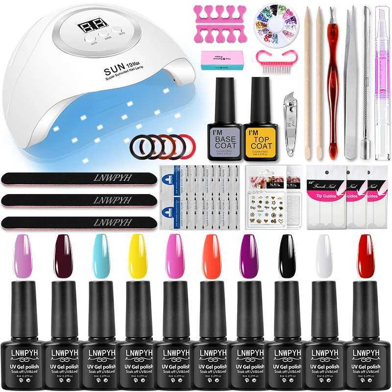 Zestawy do paznokci Zestaw Manicure 10 kolorów Zestaw lakieru do paznokci z UV LED LED Suszenie paznokcie Art Vernis Półprzepustny zestaw żelowy UV Zestaw paznokci Zestaw T240510