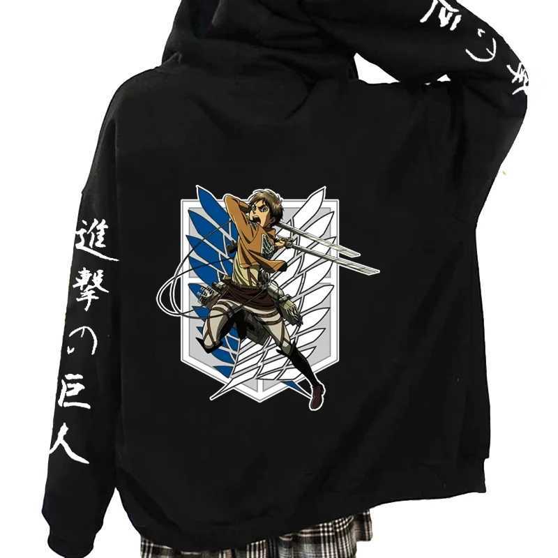 Les sweats à capuche masculins attaquent sur Titan Anime plus taille à la ferme à haine à soupe de fermeture à glissière Shingeki no kyojin yeager eren Imprimé hommes à capuche femme swetshirts zip up veste T240510