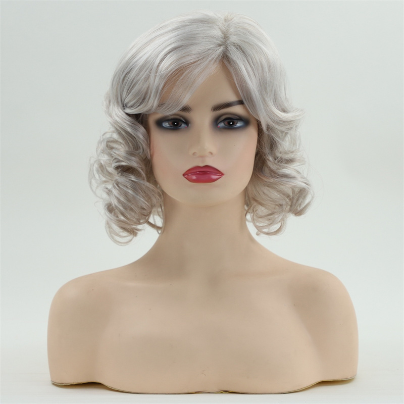 Европа и Америка человеческие волосы парик для женщин Серебряное белое гламурное кудря