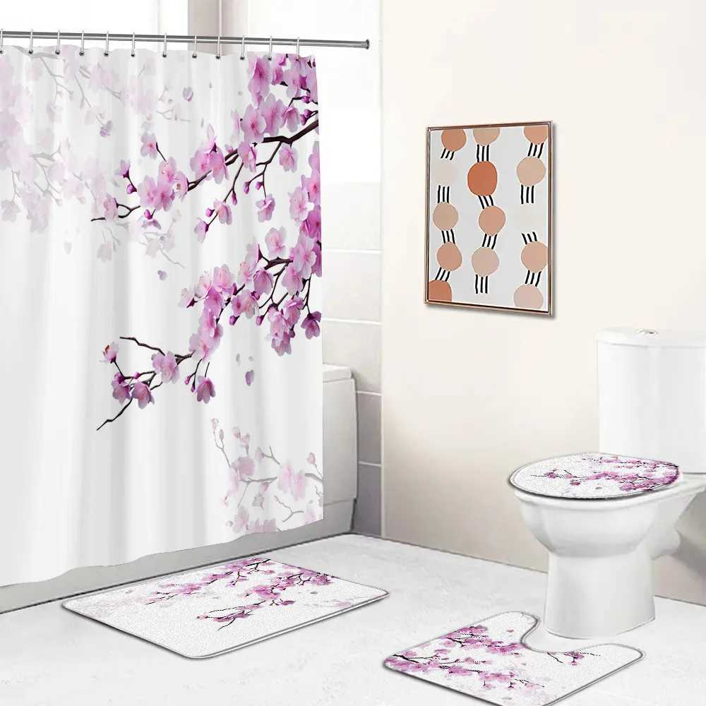 Tende doccia sakura fioritura set tende doccia set di fiori di ciliegia piante decorazioni bagno primaverilo
