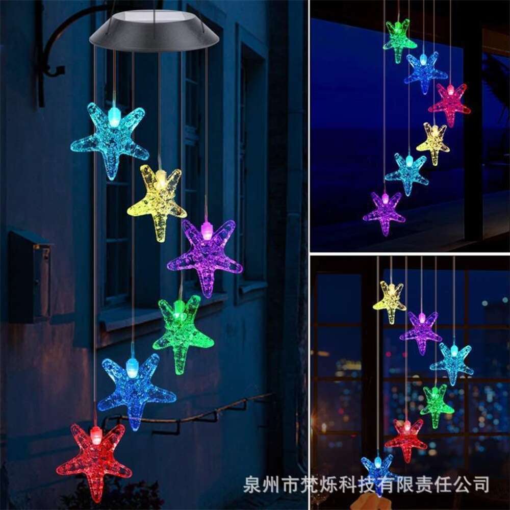 Solar Led Ocean Starfish Electronic Landscape Color Outdoor Garden Courtyard Decoration Wind Chime Light