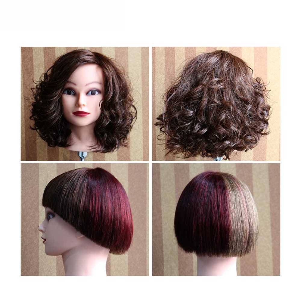 MANNEQUIN COSEMTIQUE COSMETIC HUMAN MODEAL HEAD 100% Artificial Hair 18 pouces Salon Training Doll Utilisé pour la coupe de teinture de style Q240510