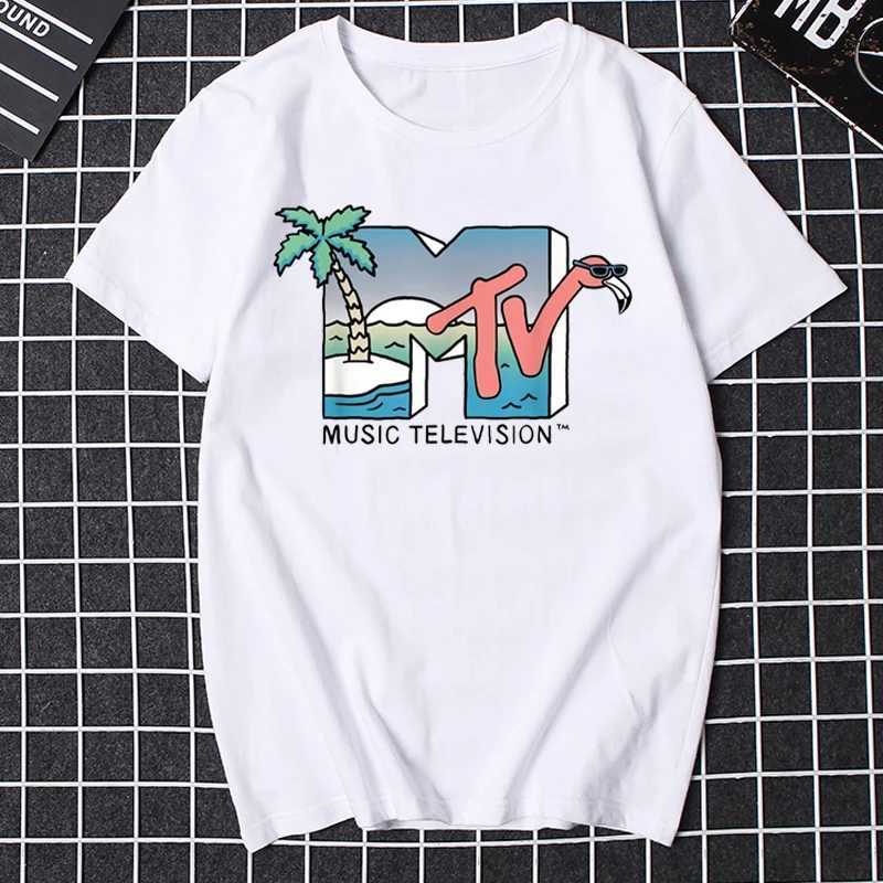 Męskie koszulki Męskie Retro T Shirt MTV Tshirt Vintage Vintage 80s 90s Zespoły pop muzyki telewizyjne kultura