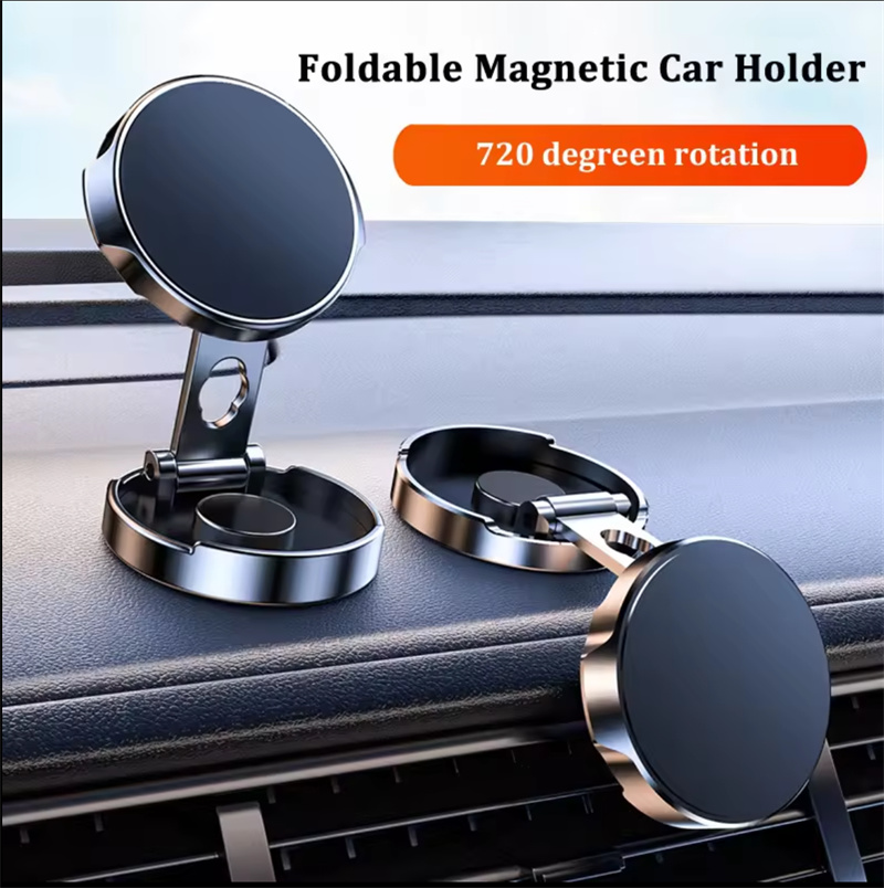 Telefonfäste H500 KVALITET Fällbar fordon Luftmontering 720 Rotation Inbyggda starka magneter Case Universal Magnetic Car Holderare