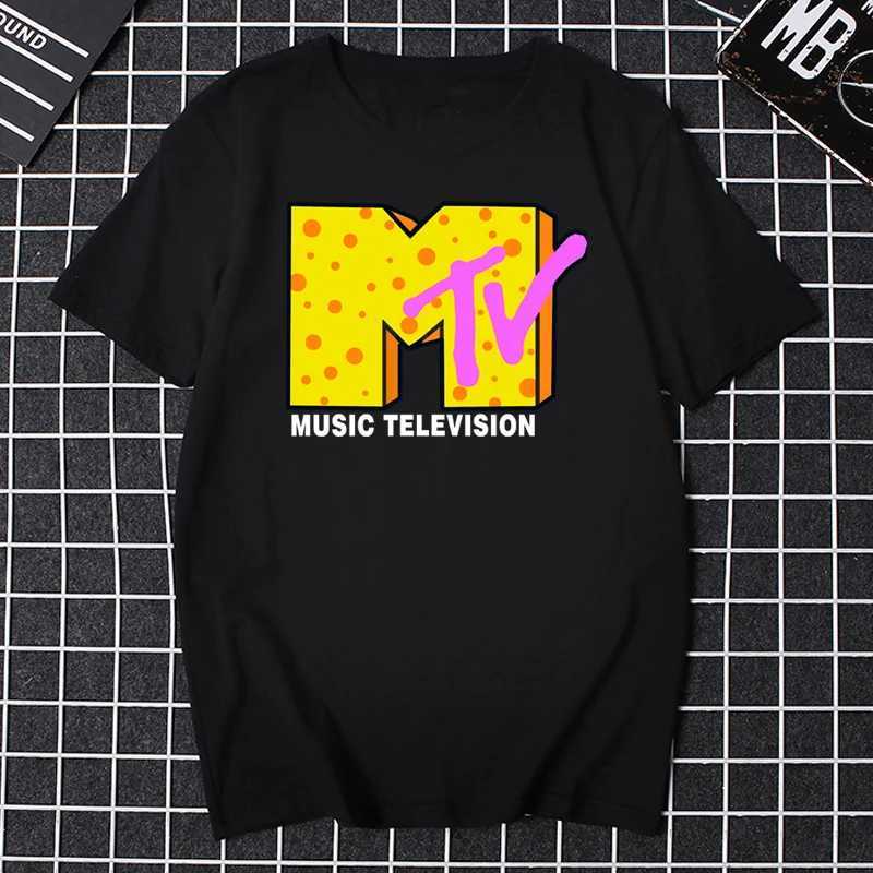 T-shirts masculins Men Retro T-shirt MTV THORTBACK TSHIRT VINTAGE 80S 90S BANDES POP MUSIQUE CULTURE TV TOPS ONSIDÉSIMITE