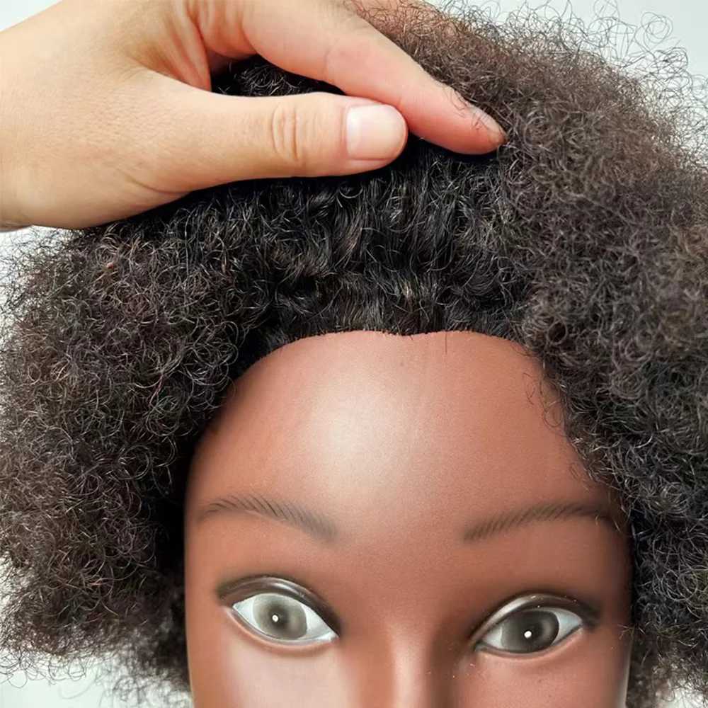 Manken Kafaları Muxi Idol Afro Brezilya Saç% 100 Gerçek Eğitim Başkanı Stil Dokuma Q240510