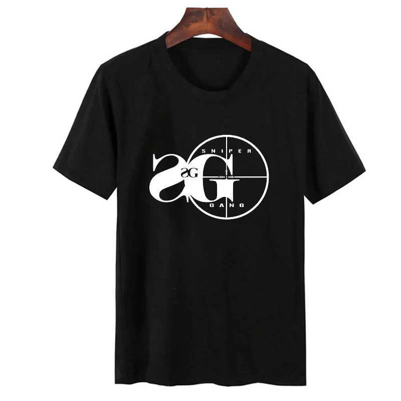 メンズTシャツスナイパーギャングTシャツメンヒップホップリルコダックTシャツユニセックスサマーカジュアルショートストップトップメンズレッパホンブルカミゼタスT240510