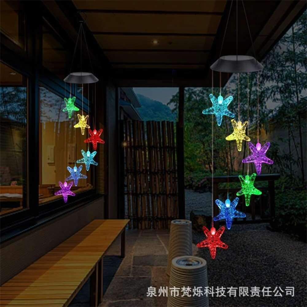 Solar Led Ocean Starfish Electronic Landscape Color Outdoor Garden Courtyard Decoration Wind Chime Light