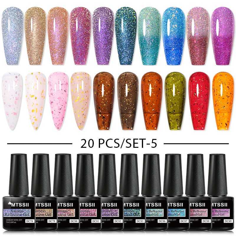 Nail Art Kits MtsSII 20 stcsGel Nagel Polish 9d Reflective Flash Cat Magnetic Gel Semi Permanente UV -gel Spray Nagell Pool T240510