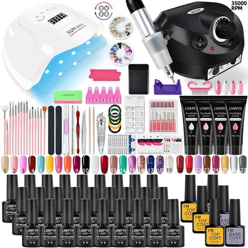 Kits d'art à ongles kit en acrylique Kit de gel à ongles en poly avec lampe à ongles Extension de paillettes Gel UV Gel Gel Kit de vernis à ongles Tools de manucure Set T240510