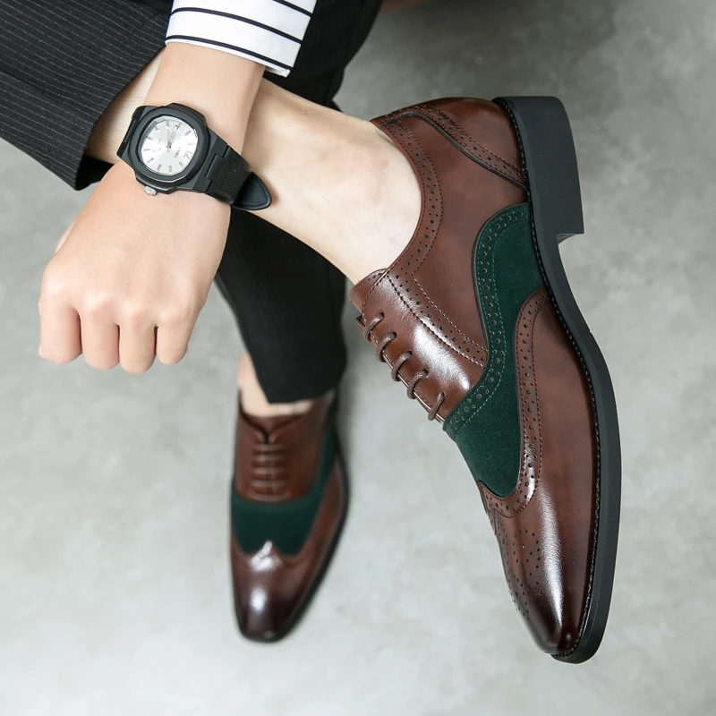 Chaussures habillées pour hommes Lacet Up Casual Business En cuir chaussures brillantes pointues de style italien chaussures de mariage formelles 38-48