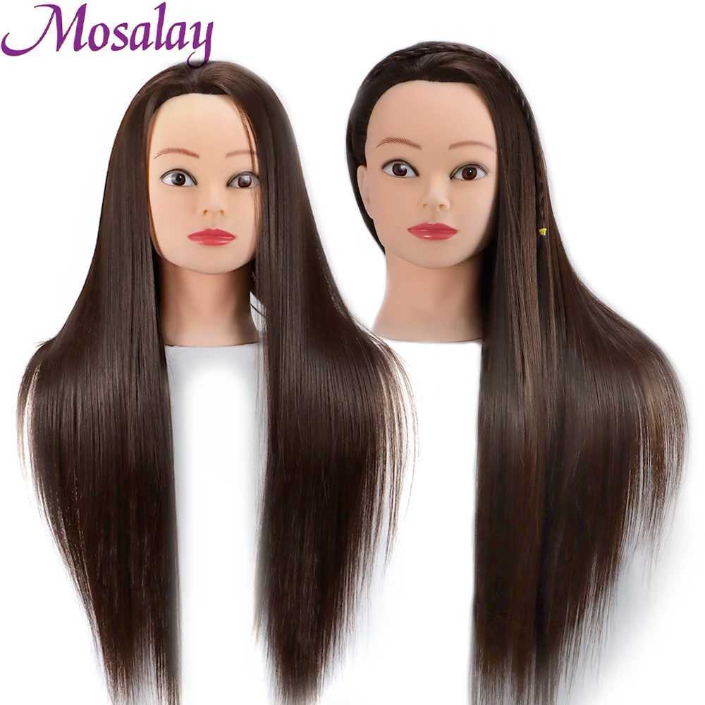 MANNEQUIN Coiffure de tête de modèle humain Hair 26 pouces CHEUR 100% Doll d'entraînement synthétique de haute qualité Forme humaine Q240510