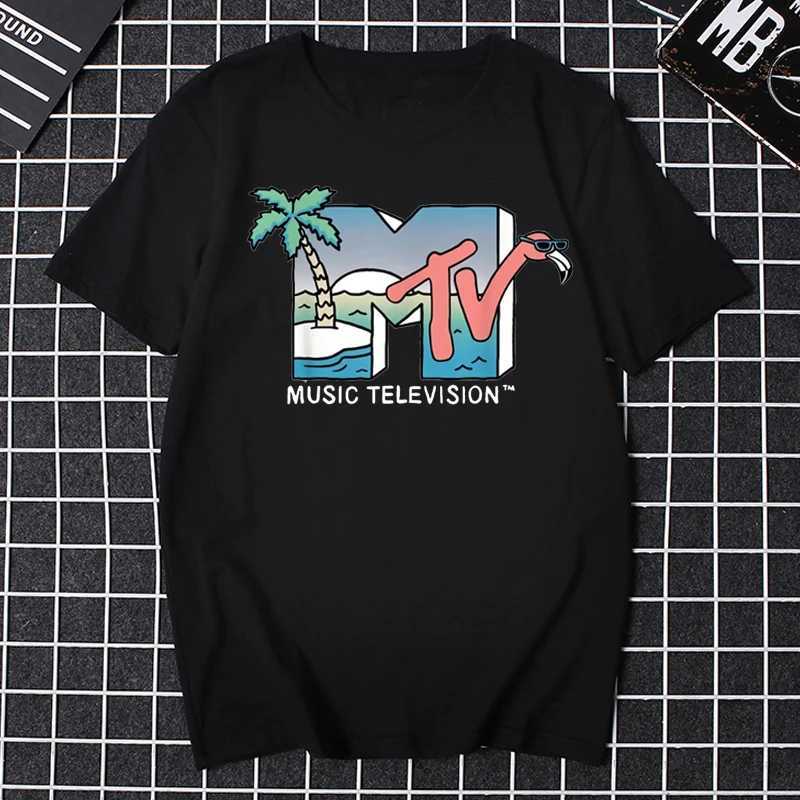 T-shirts masculins Men Retro T-shirt MTV THORTBACK TSHIRT VINTAGE 80S 90S BANDES POP MUSIQUE CULTURE TV TOPS ONSIDÉSIMITE