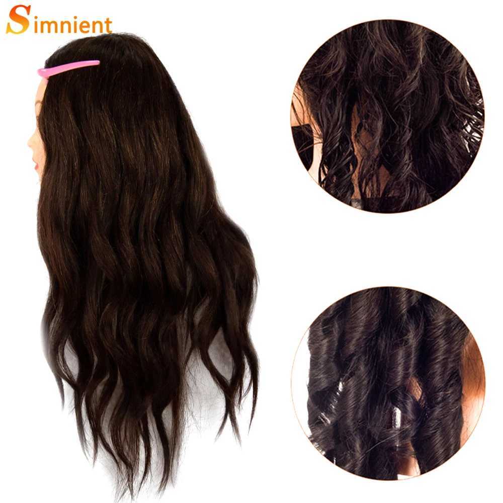 MANNEQUIN HEADS Long Haired Mannequin Head 85% Real Hair Barber Training Cosmetic Doll and Wig Holder Trépied Q240510