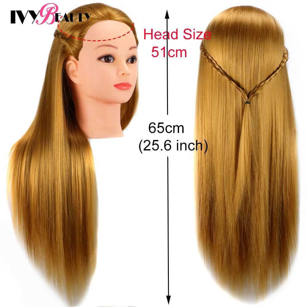 Mannequin Heads New Professional Styling Head Synthetic Human Model Hair for Doll Barber Training Makeup med DIY Woven Set Q240510