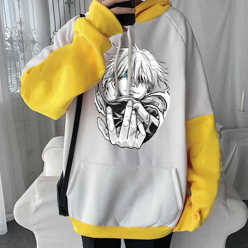 Men's Hoodies Sweatshirts Anime Jujutsu Kaisen Harajuku Gojo Satoru Manga Hoodies Cool Cartoon Men Hip Hop Long Slve Plus Size Women Winter Sweatshirts T240510