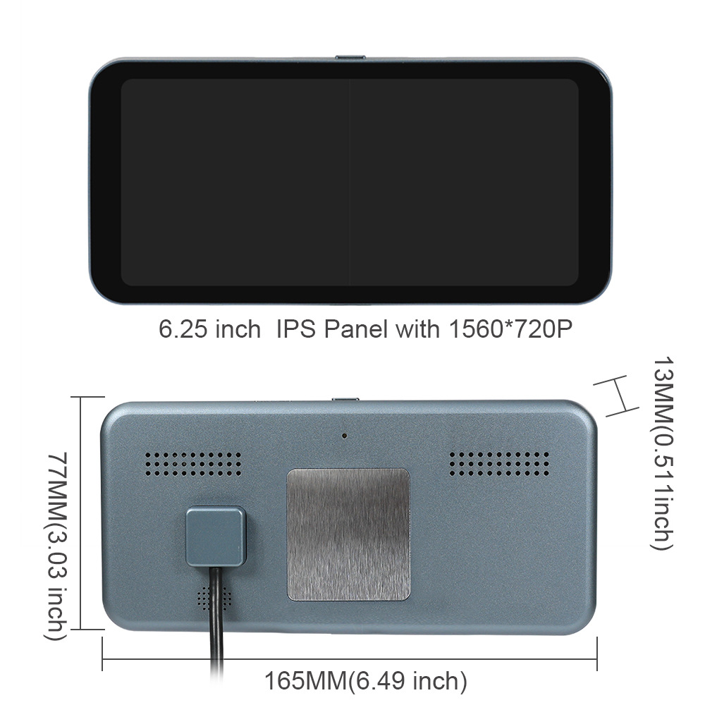 Écran tactile universel de 6,25 pouces de 6,25 pouces de coupe à 2 points Miroir de recul électronique avec zone d'aveugle Ai avertissement de zone aveugle gauche et droite Image