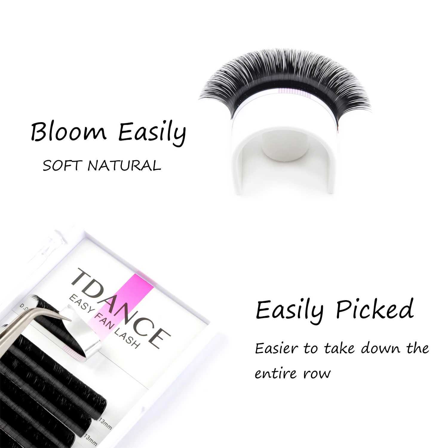 False Eyelashes TDANCE Easy Fan eyelashes artificial mink eyelash extensions quick blooming automatic soft volume natural makeup Q240510