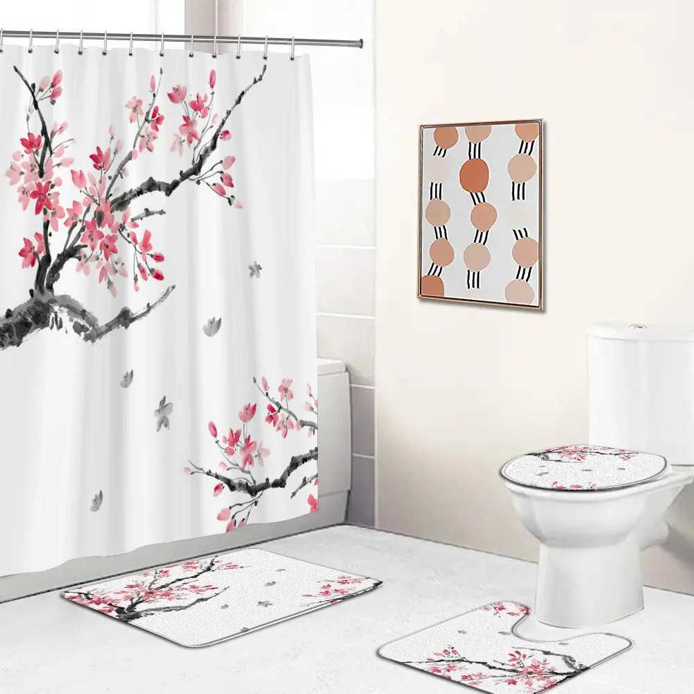 Tende doccia sakura fioritura set tende doccia set di fiori di ciliegia piante decorazioni bagno primaverilo