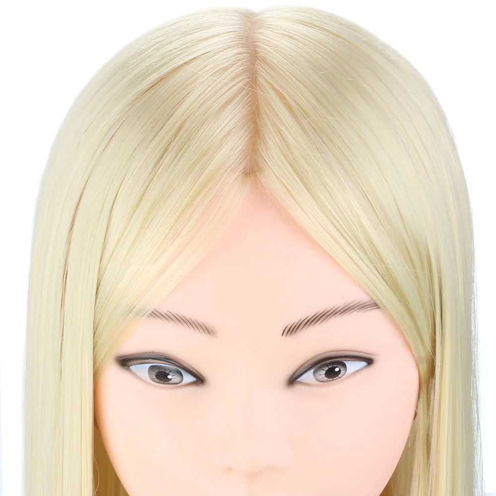 Mannequin -Köpfe menschlicher Modellkopf mit Haartraining -Strickkosmetikdikk für Friseur 75 cm Silber Q240510