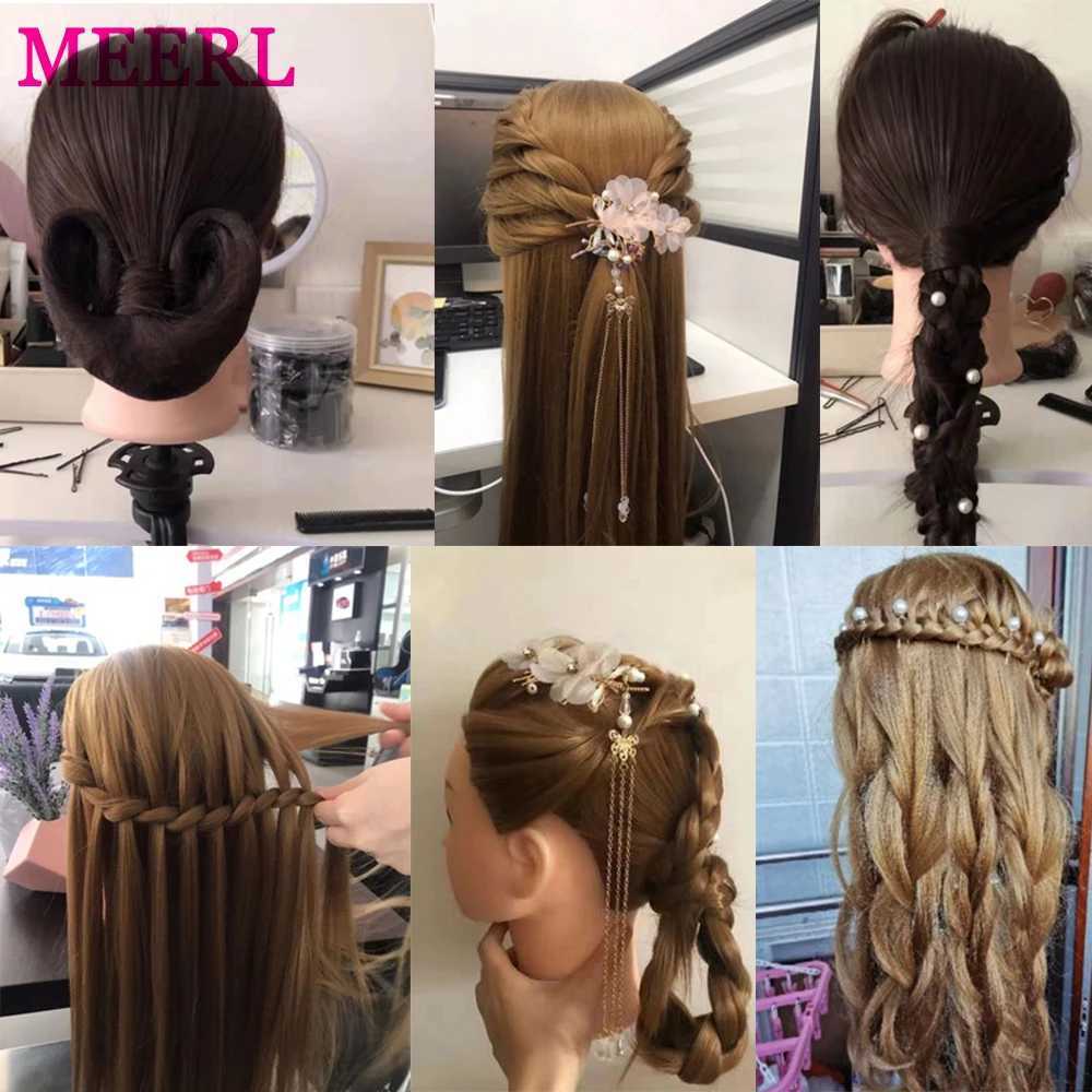 MANNEQUIN Têtes 26 80% Real Human Hair Model Model for Training Professional Hairstyle Beauty Doll Styling Q240510