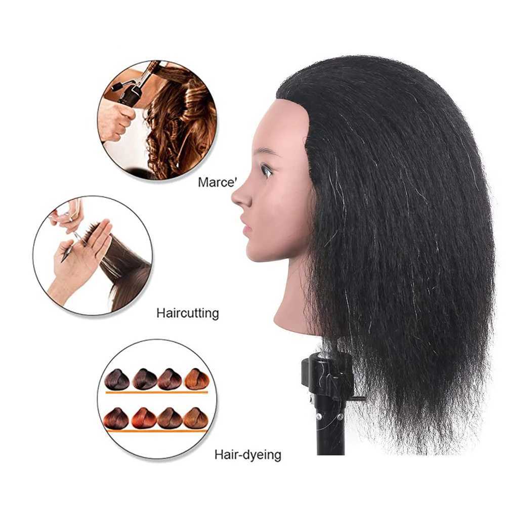 Mannequin -Köpfe afrikanischer gefälschter Kopf mit Haaren zum Weben von Maisgras 100% Puppen -Dummy -Training Q240510