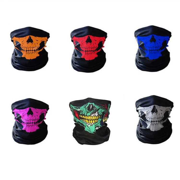 Fashion Face Masks Neck Gaiter Multi fonctionnelle Ghost Skull Scarpe Tube chaud Halloween Bandband Collier Magic Gift Q240510